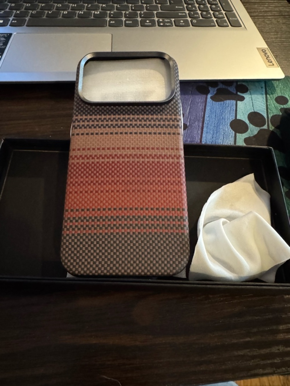 Striped Brown and Red Protective Phone Case - Cell Phone Accessory. iPhone 17